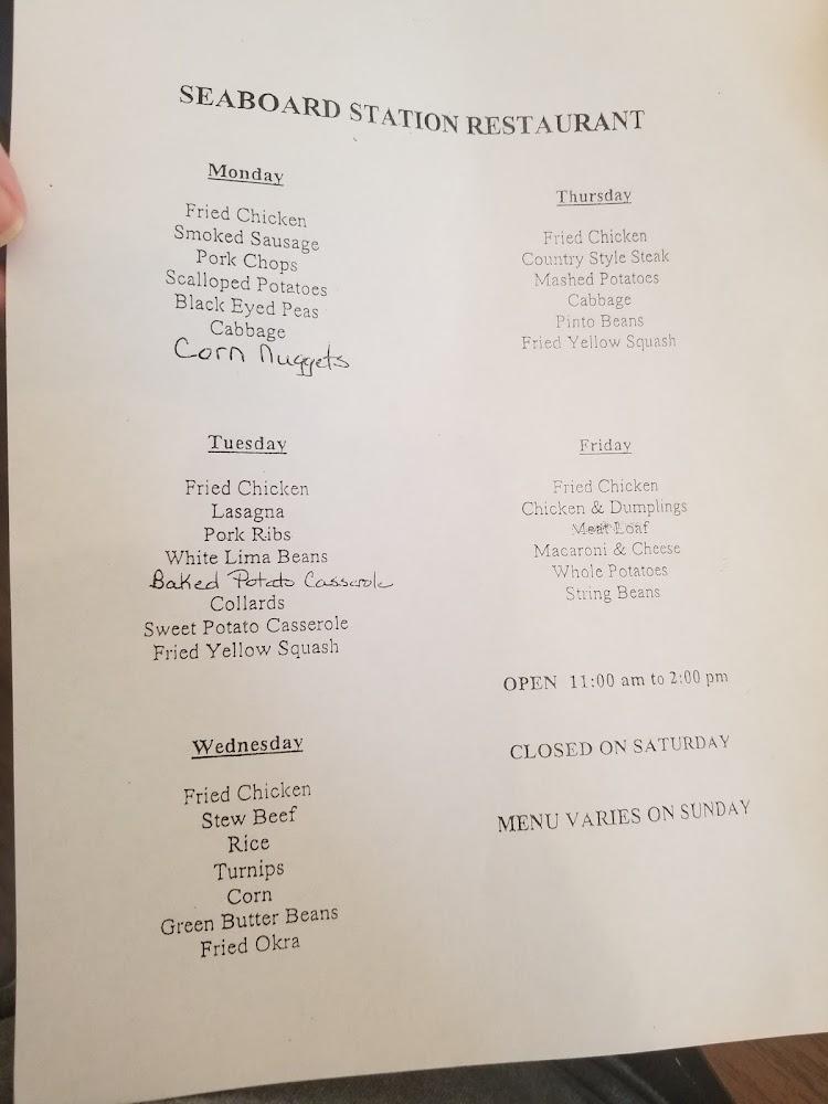 Seaboard Station Restaurant Menu image 1